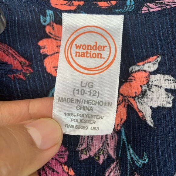 Wonder Nation Girls Youth Floral Open Front Top Size Large Sheer Cover Up Tassel - Picture 5 of 6
